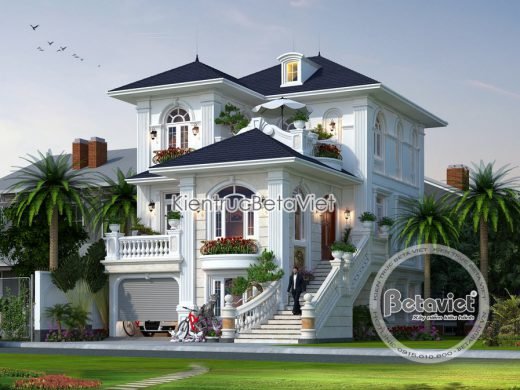 Mẫu biệt thự 3 tầng Tân cổ điển mặt tiền 10m